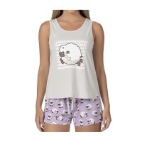 Wooloo Gray Tank Top & Lavender Jersey Shorts - Women