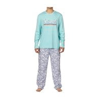Pikachu Turquoise Long-Sleeve T-Shirt & White Microjersey Pants - Men