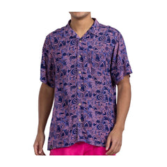 Pokémon Tropical Slowpoke, Shellder & Ditto Spirals Dark Blue Tropical Shirt - Men