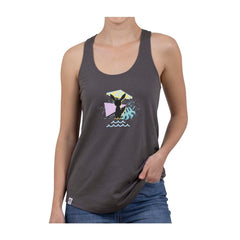 Espeon & Umbreon Summer Fun Dark Gray Fitted Racerback Tank Top - Women