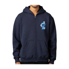 Mushroom Forest Pokémon Nature: Fall Navy Relaxed Fit Zip-Up Hoodie - Adult