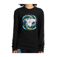 Pikachu Neon Pokémon Active Black, Green & Blue Long-Sleeve Crew Neck T-Shirt - Adult