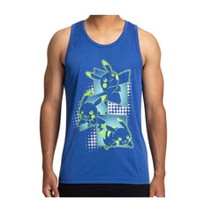 Pikachu Neon Pokémon Active Blue & Green Performance Tank Top - Men