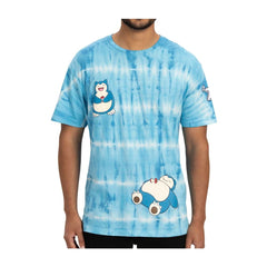 Snorlax Blue Tie-Dye Relaxed Fit Crew Neck T-Shirt - Adult