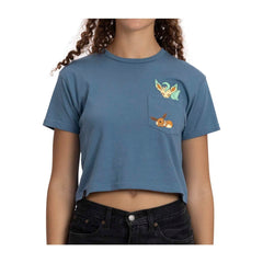Eevee & Leafeon Peek-a-Pokémon Pocket Crop T-Shirt - Women