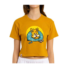 Pawmi Pokémon Lazy Summer Orange Relaxed Fit Crew Neck Crop Top - Women