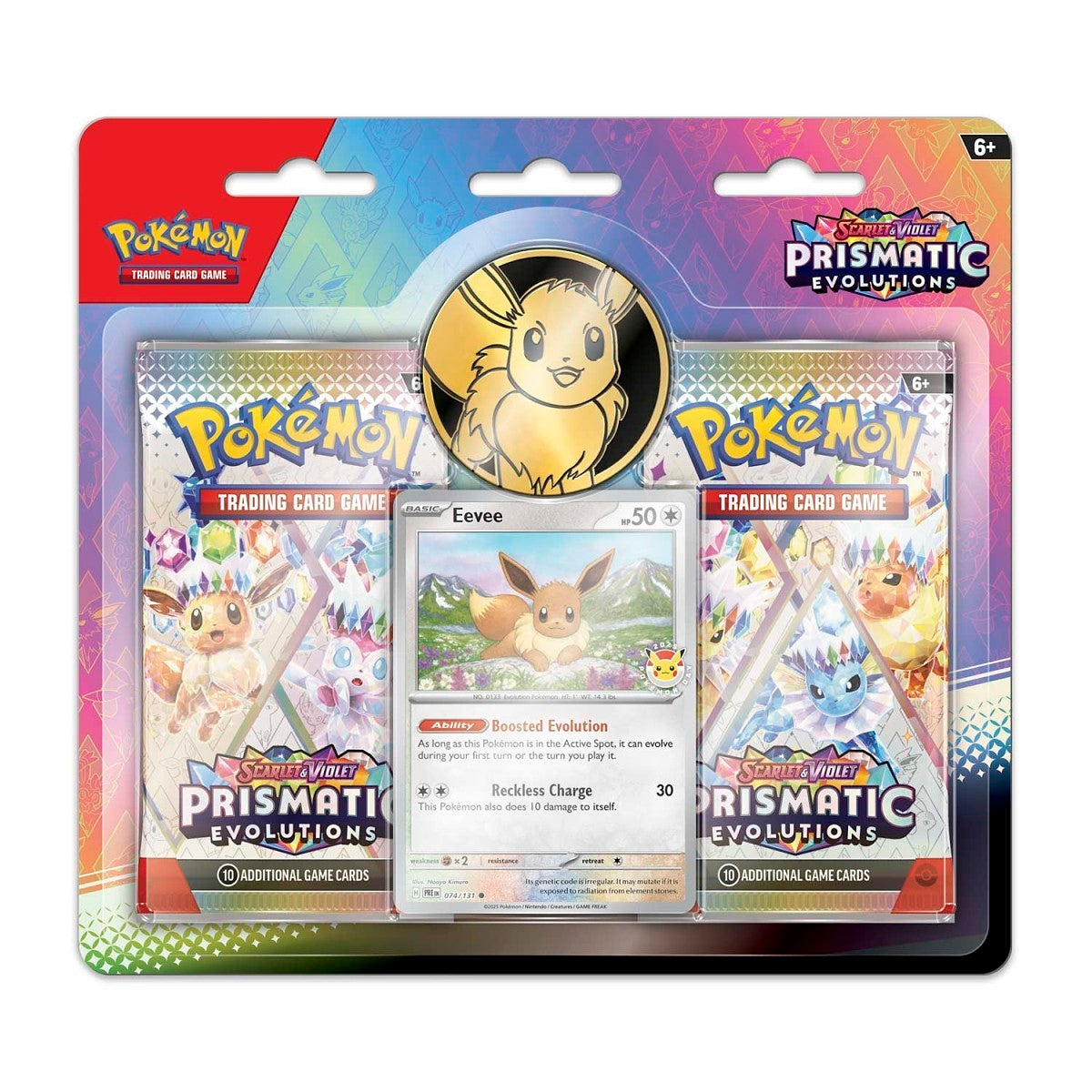Pokémon TCG: Scarlet & Violet-Prismatic Evolutions Eevee Card, Coin & 2 Booster Packs