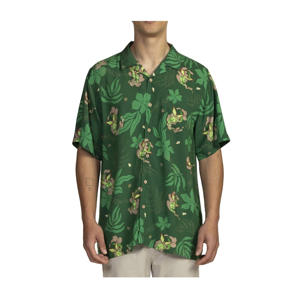 Flygon Pokémon Tropical Button-Up Shirt - Adult