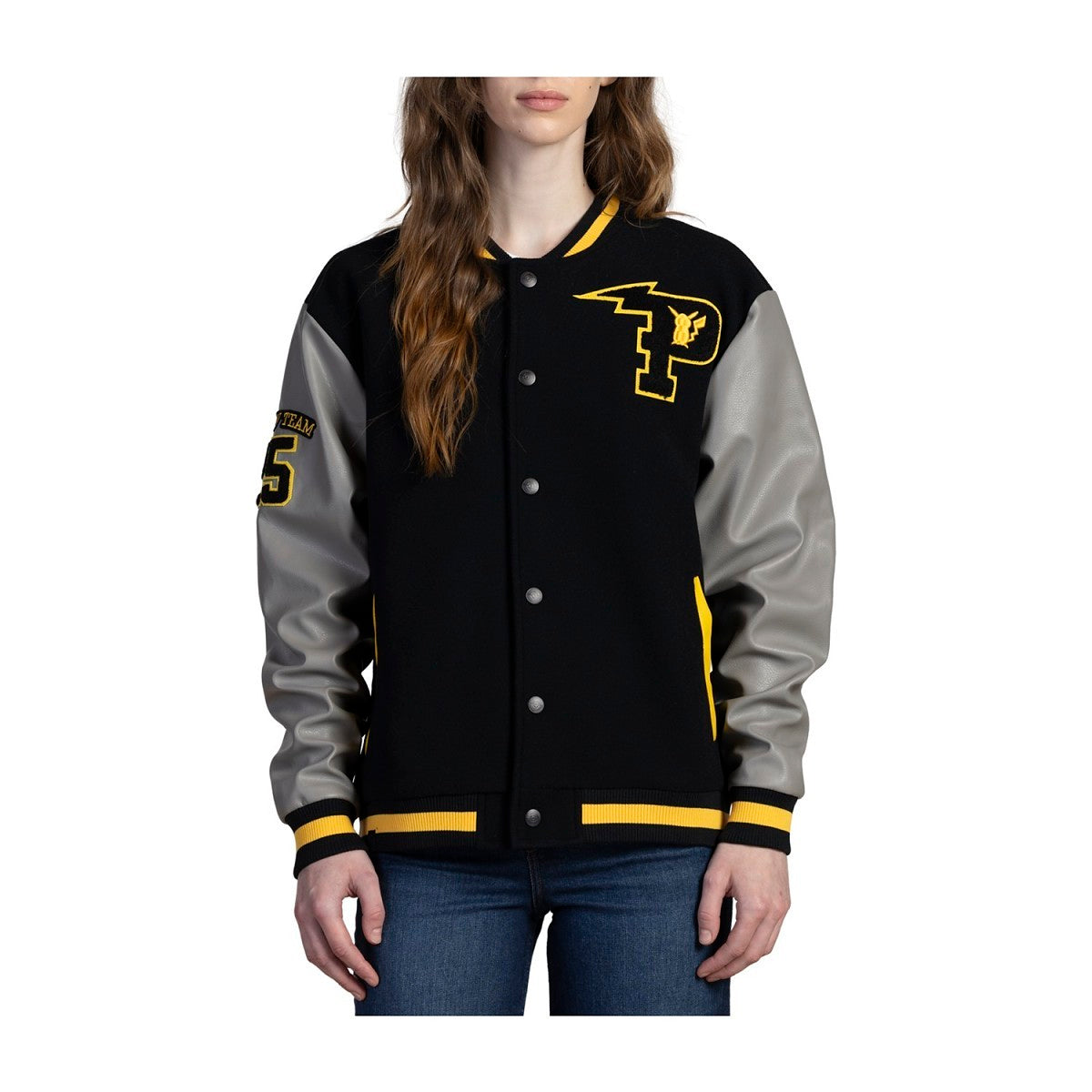 Pikachu Yellow Baseball Varsity Jacket - Adult