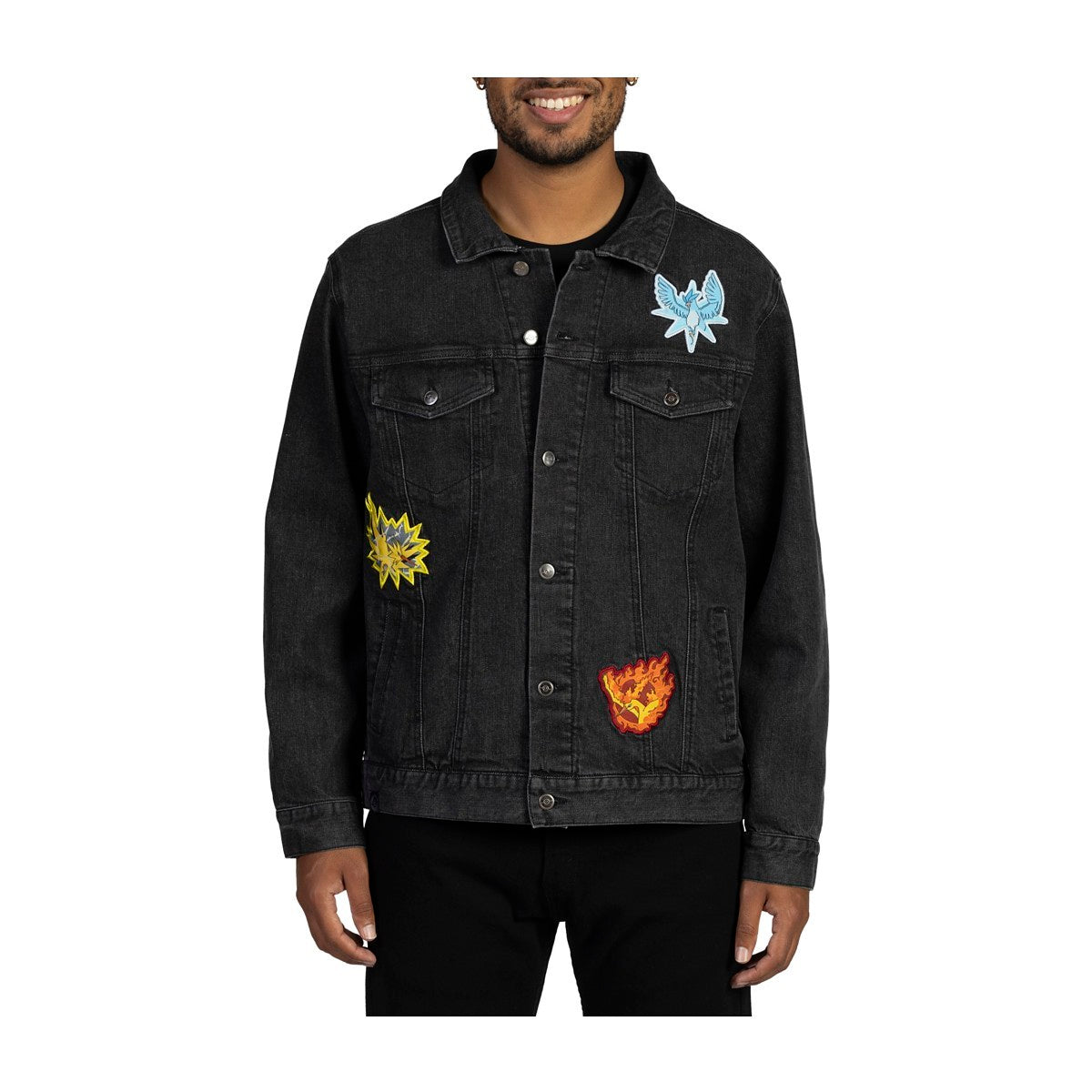 New! Articuno, Zapdos & Moltres Black Denim Jacket - Adult