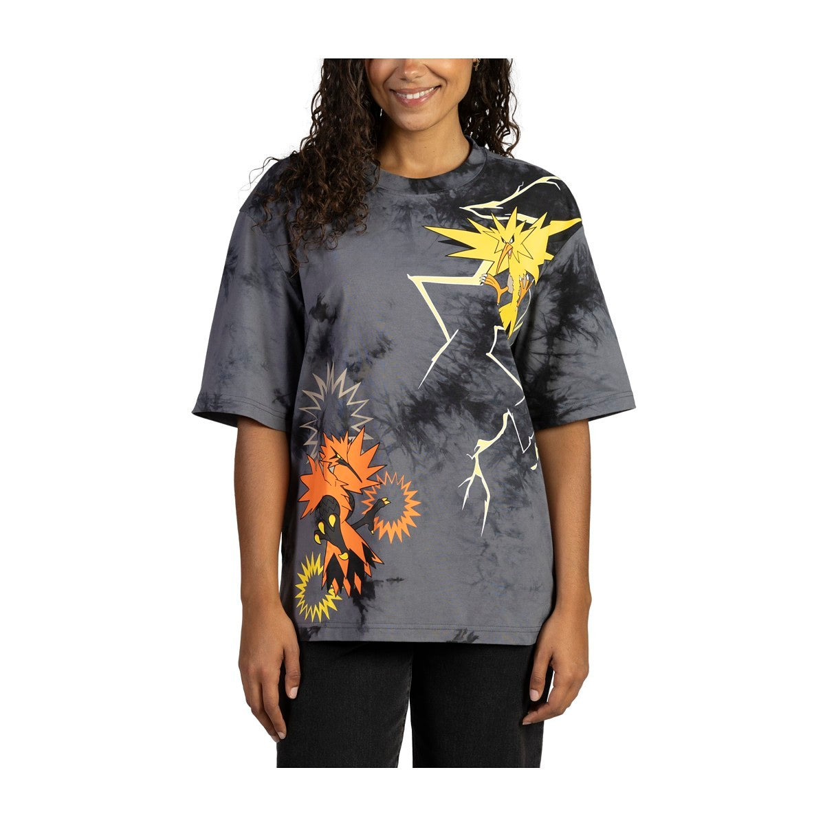 New! Zapdos & Galarian Zapdos Black Oversize T-Shirt - Adult