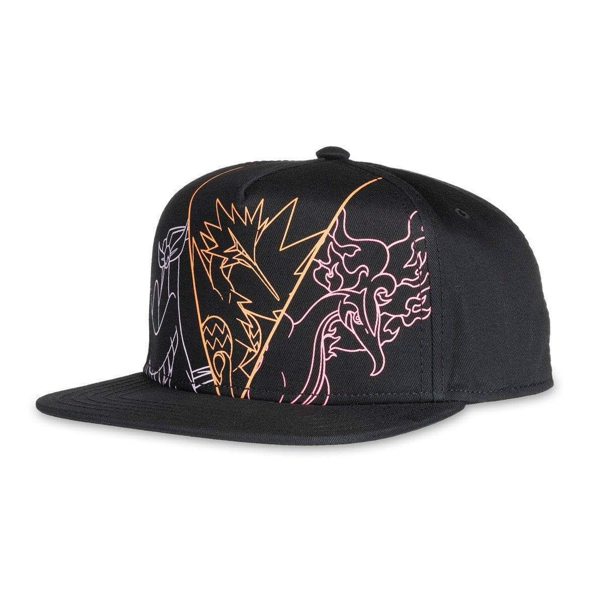 New! Galarian Articuno, Galarian Zapdos & Galarian Moltres Black Flat-Bill Hat (One Size-Adult)