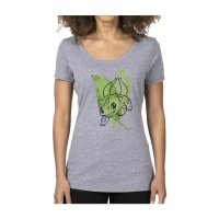 Bulbasaur Watercolor Heather Gray Fitted Scoop Neck T-Shirt - Women