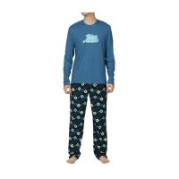 Sleeping Snorlax Blue Long-Sleeve T-Shirt & Navy Microjersey Pants - Men