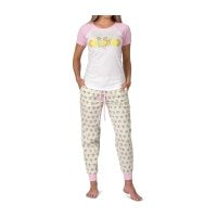 Yamper Pink & White Jersey T-Shirt & Flannel Jogger Pants - Women