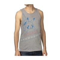 Pikachu Pokémon Sports Heather Gray Fitted Tank Top - Men