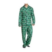 Pikachu Snowflakes Flannel Button-Up Pajama Set - Men