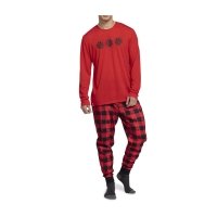 Pikachu Winter Plaid Jersey Long-Sleeve T-Shirt & Flannel Jogger Pants Pajama Set - Men