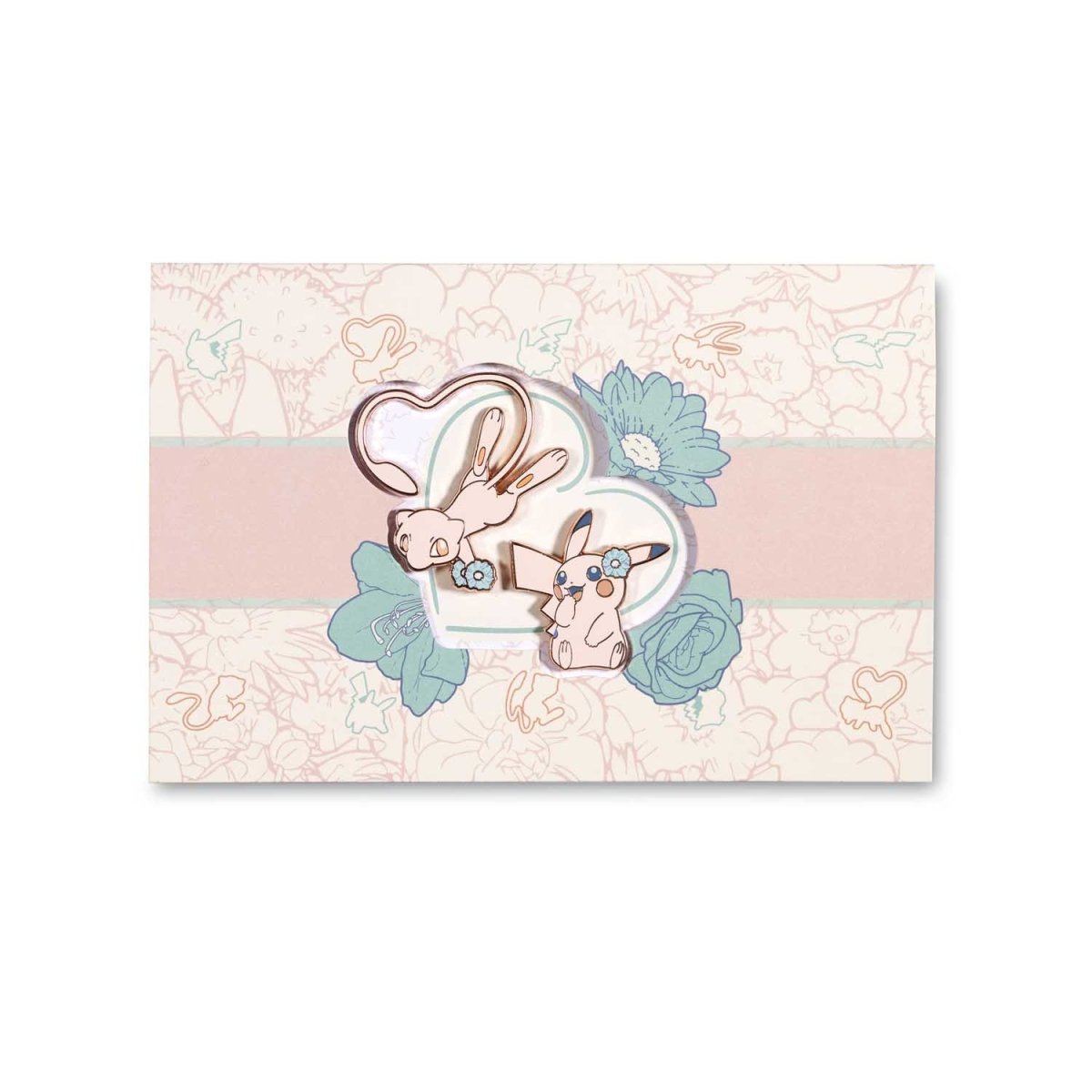 Pikachu & Mew Admiration Yellow Pokémon Pins & Greeting Card