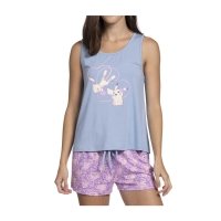Pikachu & Mew Admiration Blue Tank Top & Pink Jersey Shorts Set - Women