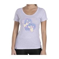 Pikachu & Mew Admiration Heather Gray Fitted Scoop Neck T-Shirt - Women