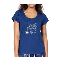 Dragonite Eve Navy Relaxed Fit Scoop Neck T-Shirt - Women