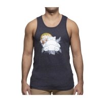 Snorlax Sunset Dark Gray Fitted Tank Top - Men