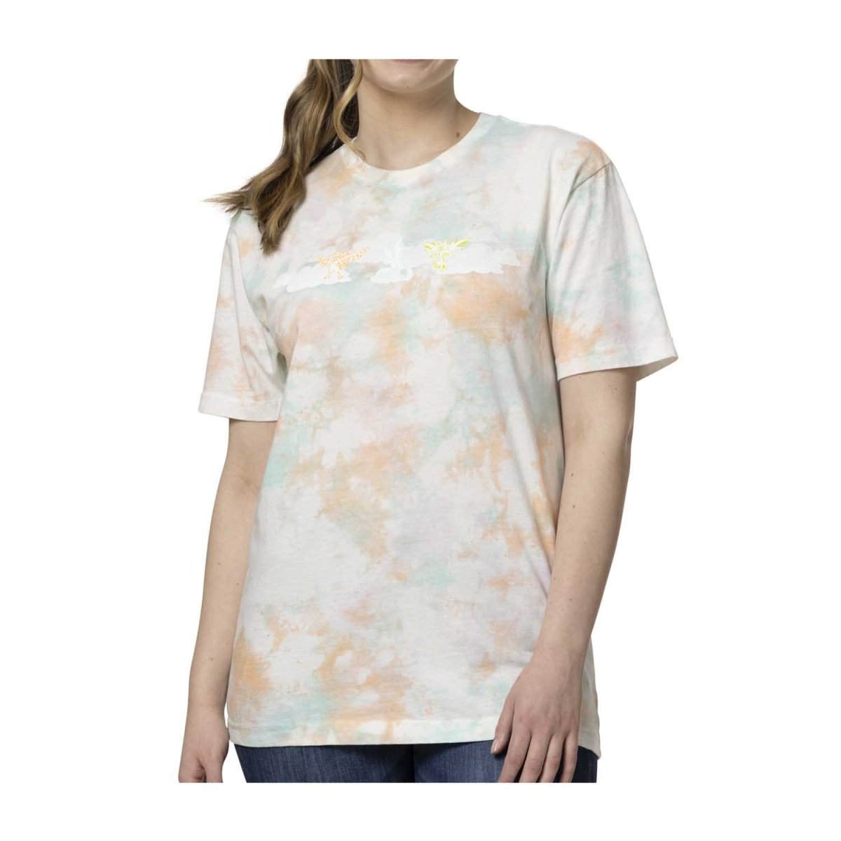 Articuno, Zapdos & Moltres Pokémon Take Flight Pink, Yellow & Blue Tie-Dye Relaxed Fit Crew Neck T-Shirt - Adult
