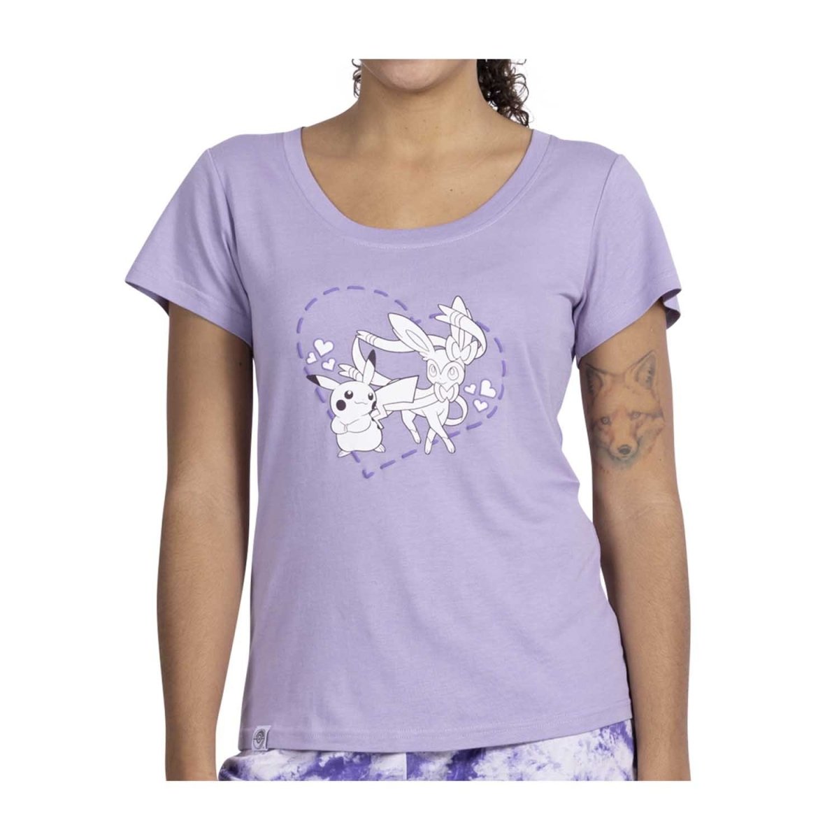 Pikachu & Sylveon Lavender Crew Neck T-Shirt - Women
