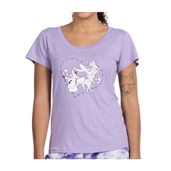 Pikachu & Sylveon Lavender Crew Neck T-Shirt - Women