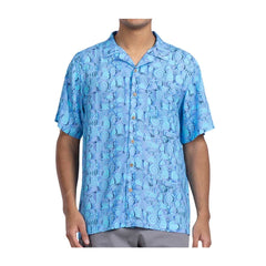 Pokémon Tropical Slowpoke, Shellder & Ditto Spirals Light Blue Tropical Shirt - Men