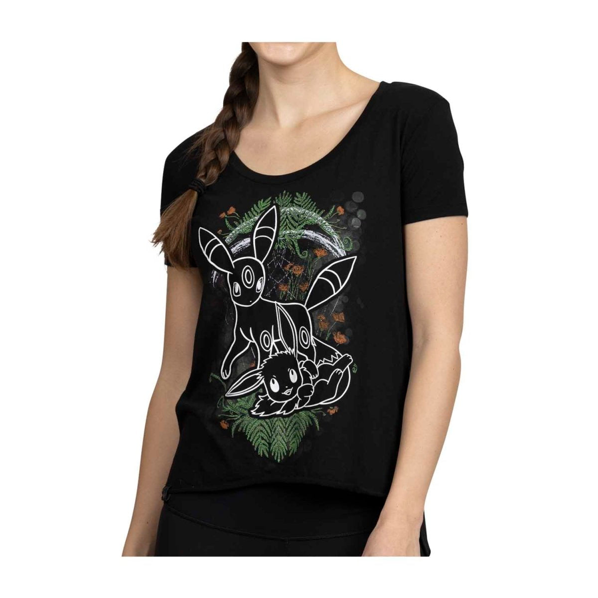 Eevee & Umbreon Pokémon Nature: Spring Black Scoop Neck Festival T-Shirt - Women