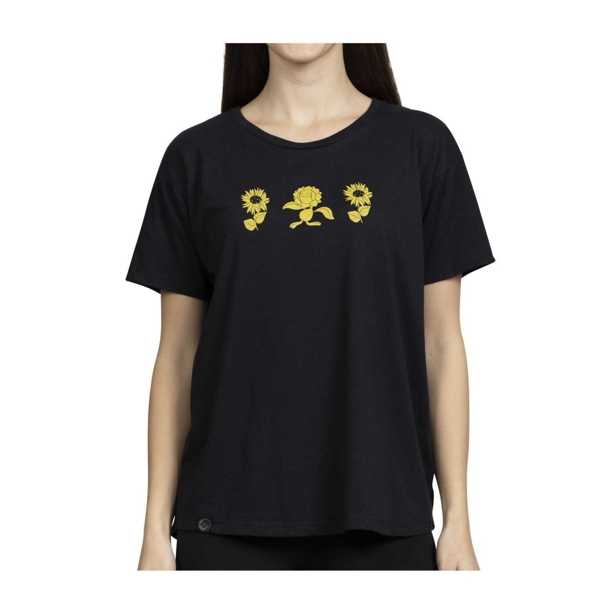 Pikachu & Sunflora Pokémon Nature: Spring Black Crew Neck T-Shirt - Women