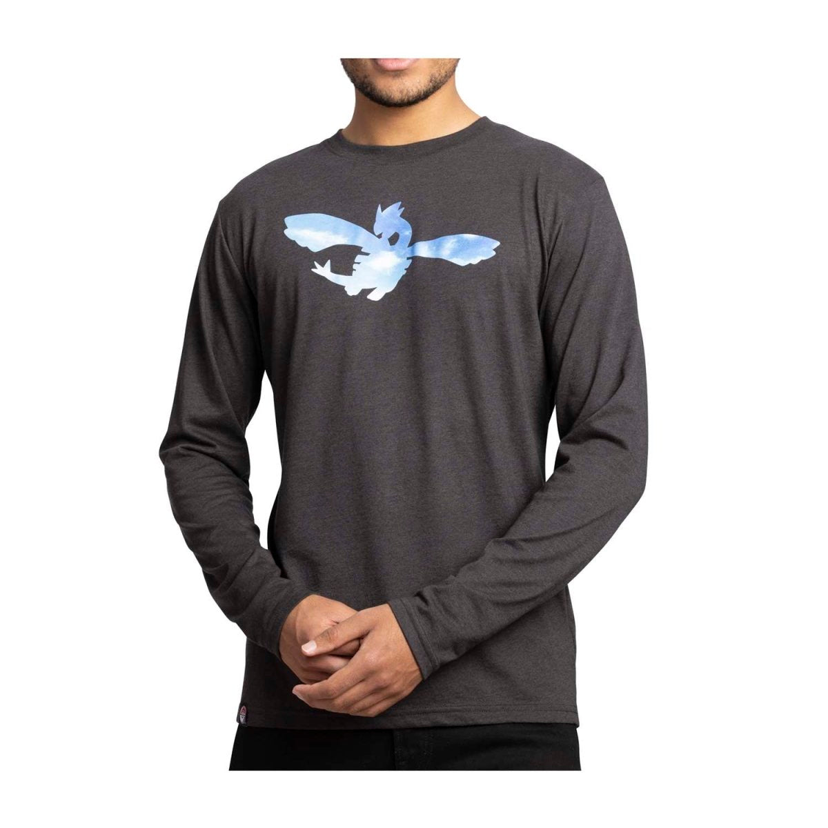 Lugia Pokémon Take Flight Black Fitted Long-Sleeve T-Shirt - Adult