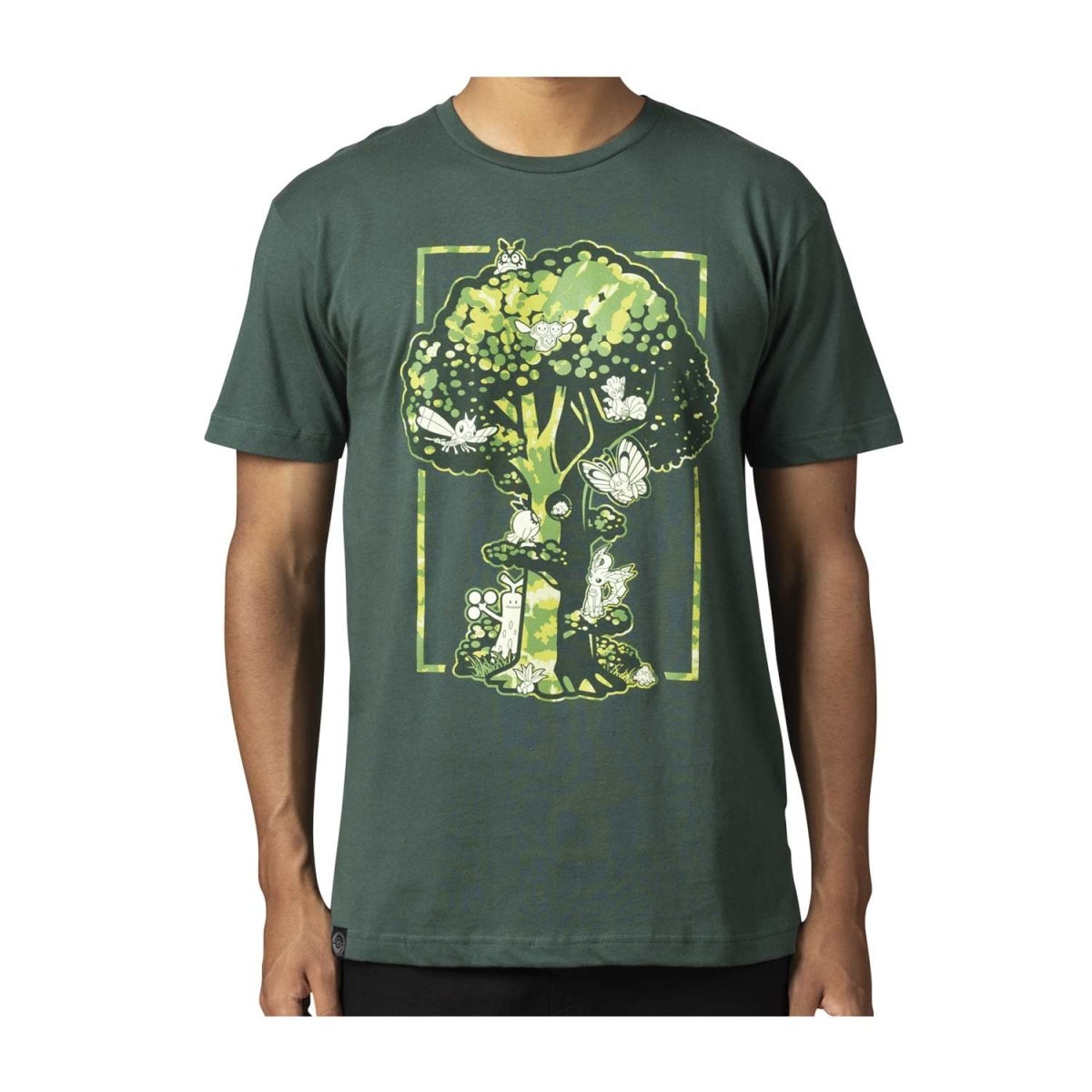 Treehouse Friends Pokémon Nature: Fall Green Relaxed Fit Crew Neck T-Shirt - Adult