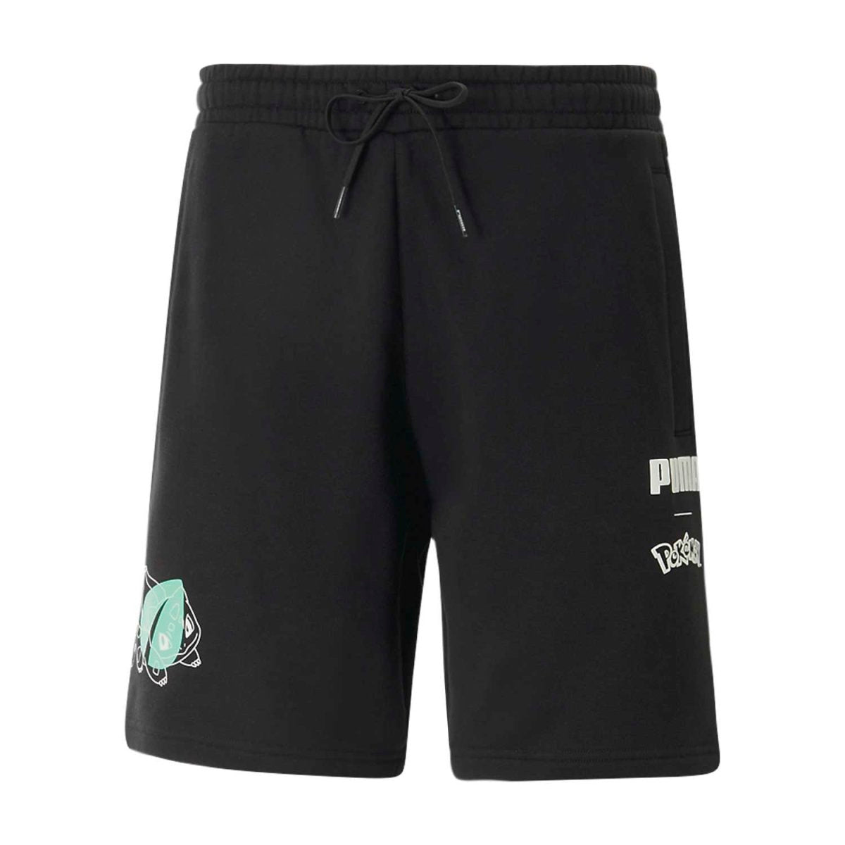 PUMA × Pokémon: Bulbasaur, Charmander, Squirtle & Pikachu Puma Black French Terry Shorts - Adult