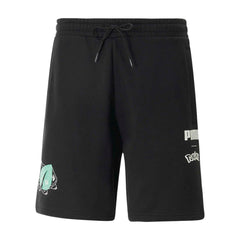 PUMA × Pokémon: Bulbasaur, Charmander, Squirtle & Pikachu Puma Black French Terry Shorts - Adult