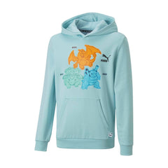PUMA × Pokémon: Venusaur, Charizard & Blastoise Light Aqua French Terry Pullover Hoodie - Youth