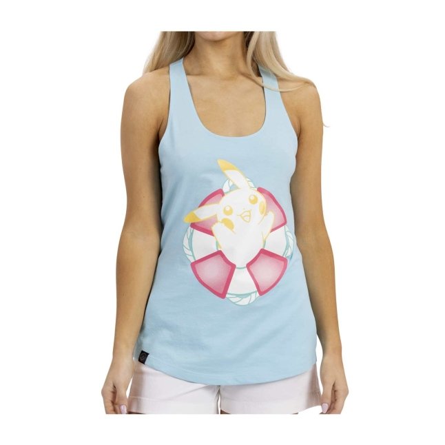 Pikachu Pokémon Summer Days Light Blue French Terry Racerback Tank Top - Women