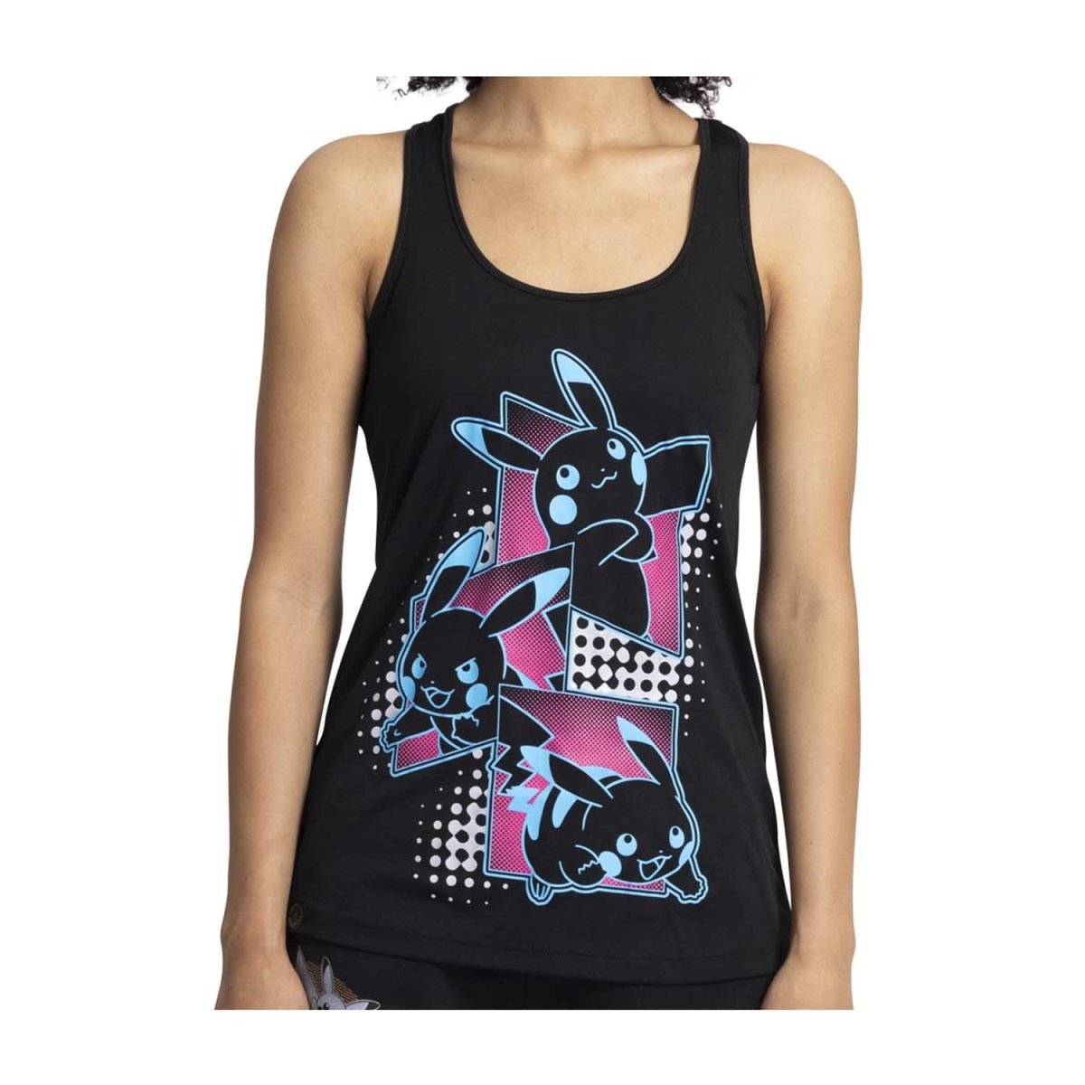 Pikachu Neon Pokémon Active Black, Pink & Blue Performance Tank Top - Women