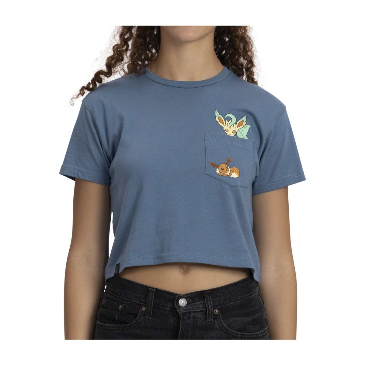 Eevee & Leafeon Peek-a-Pokémon Pocket Crop T-Shirt - Women