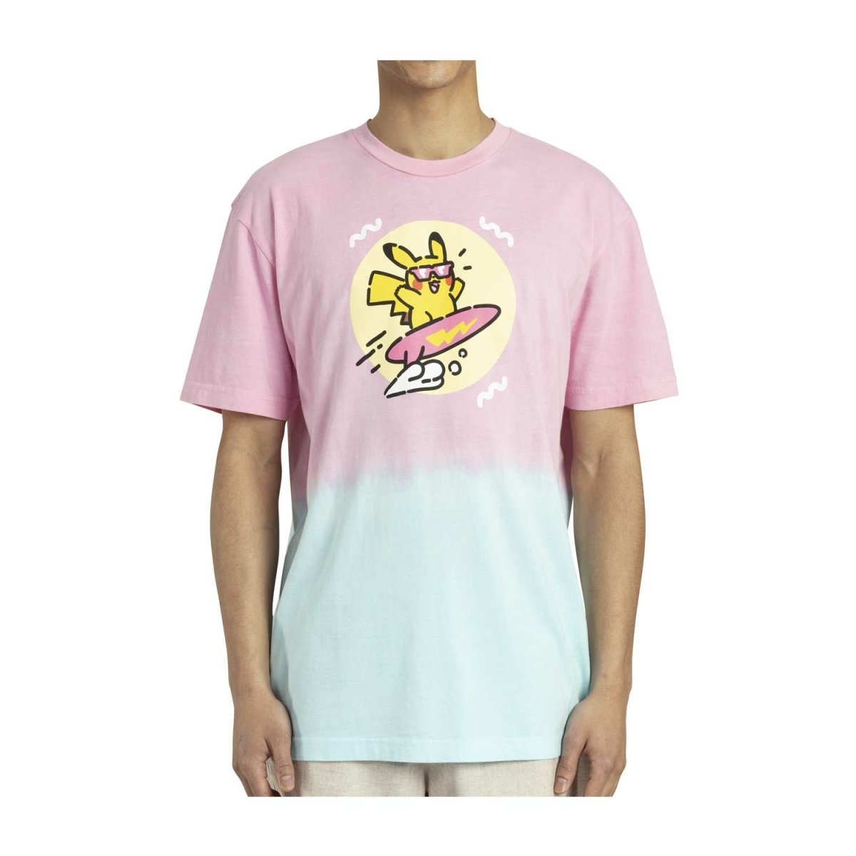 Pikachu Pokémon Lazy Summer Pink & Blue Relaxed Fit Crew Neck T-Shirt - Adult